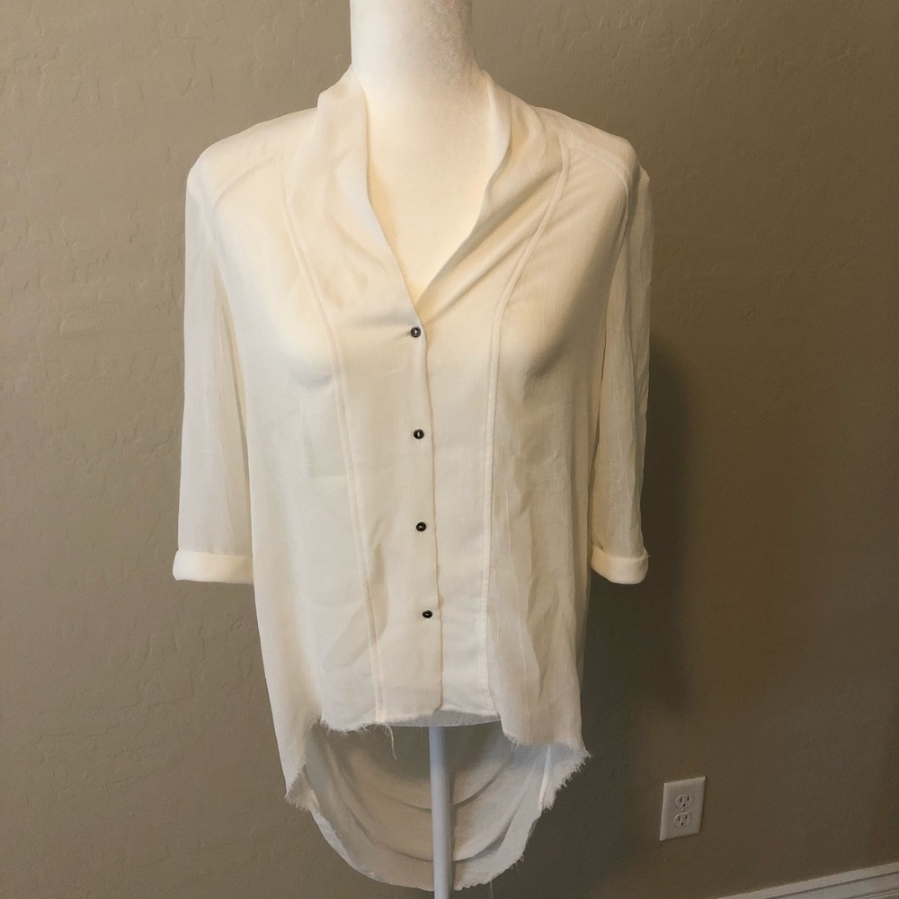 Cream high low blouse